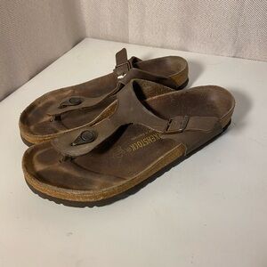 Birkenstock Gizeh Brown Leather Sandals Size 40/260